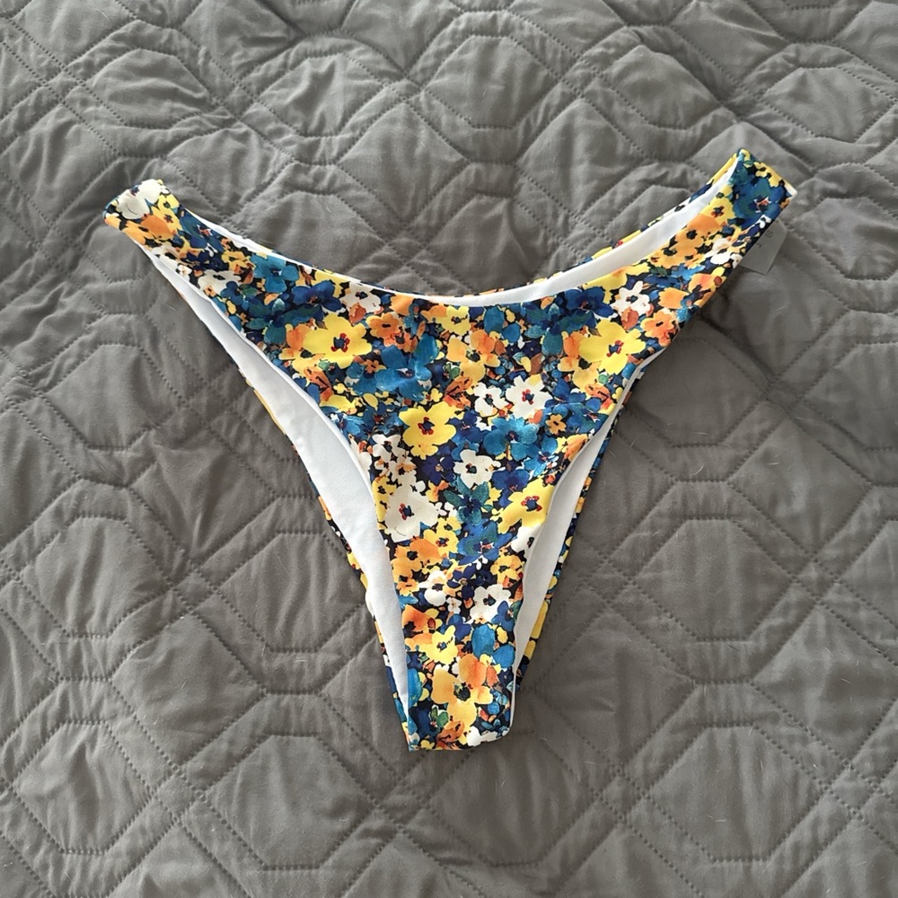 SHEIN Floral Bikini Bottoms - Blue and Yellow
